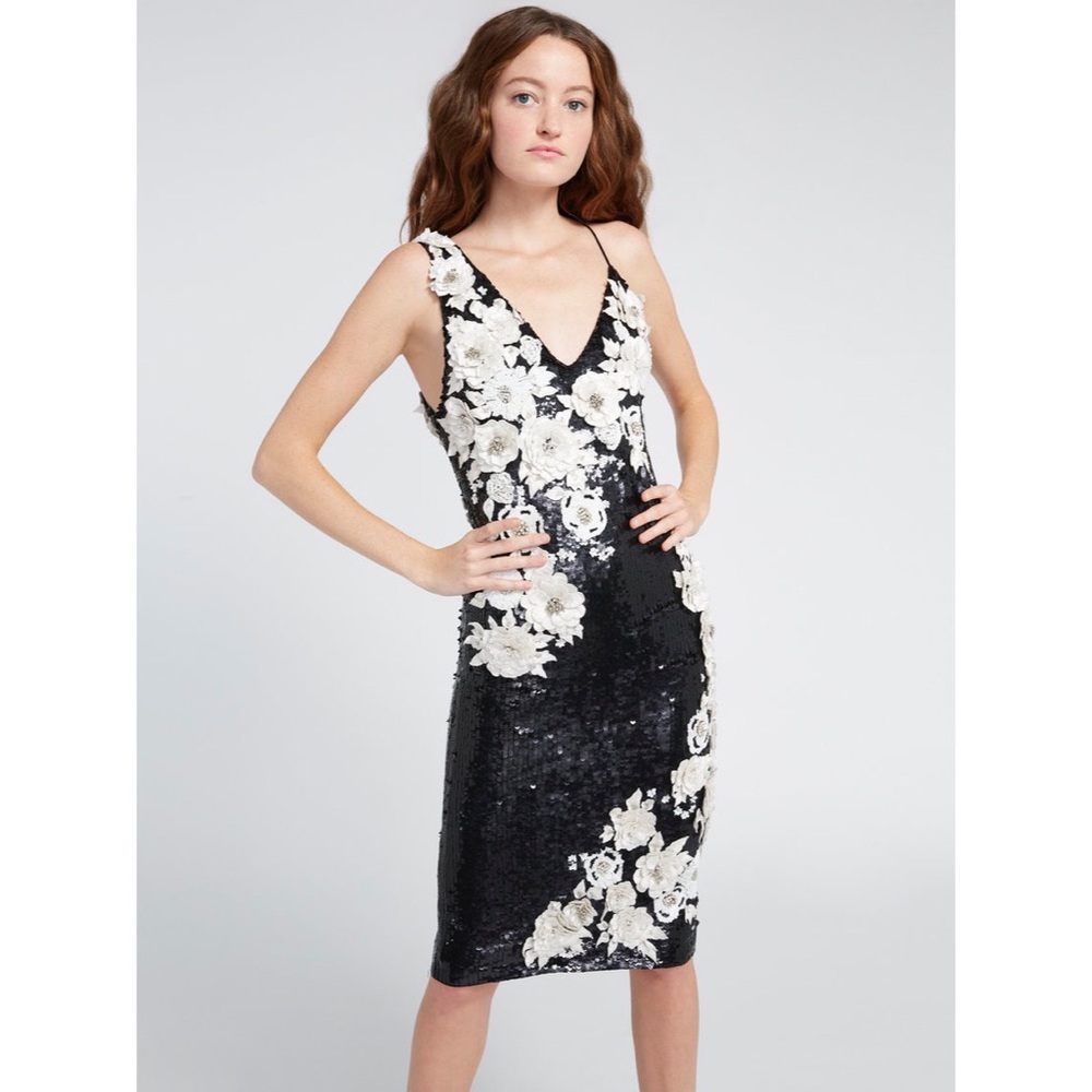 Alice Olivia Francie Sequin Fitted Gown Midi Dress - Picture 4 of 7